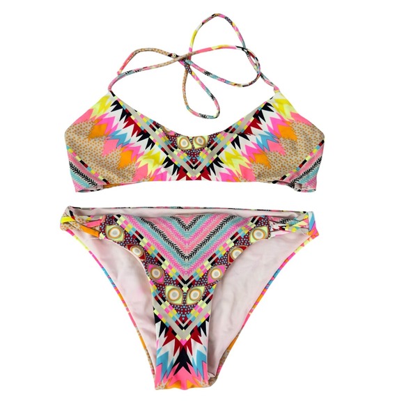Mara Hoffman Bikini Set Womens Small Medium Swim Multicolor Geometric top bottom - Picture 1 of 4